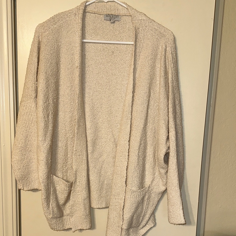 Elegant Cream Open-Front Cardigan